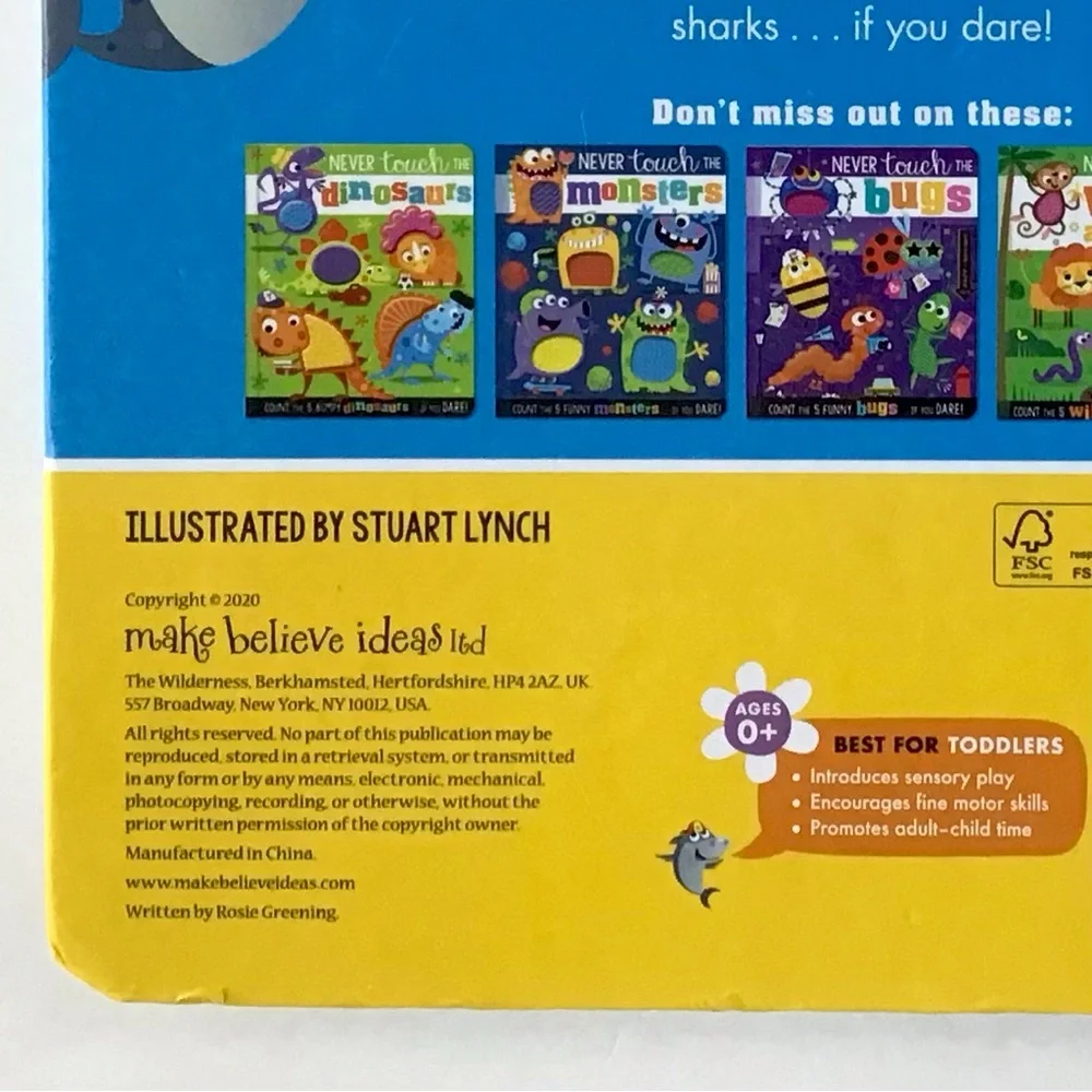 Never Touch the Easter Chicks, and Sharks Board Books Set Kids Sensory Textured